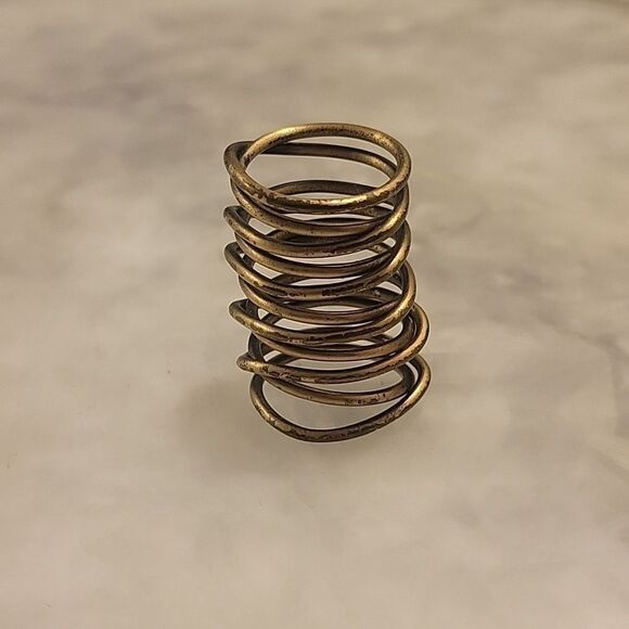 Kelly Wearstler Twisted Brass Gold Twisted Rope Wire Punk Boho Coiled Ring 8 - Picture 2 of 5